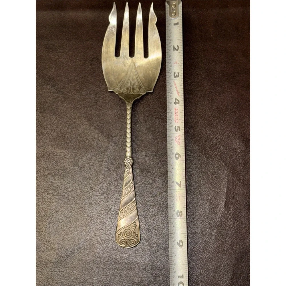 Rare Antique Assyrian Head A1 Ornate Silver Plate Serving‎ Fork 1886 Rogers Bros